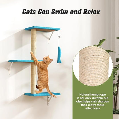 COZIWOW 4-Piece Wall-Mounted Cat Tree Set – Sturdy Wood Pet House, Scratching - Image 4
