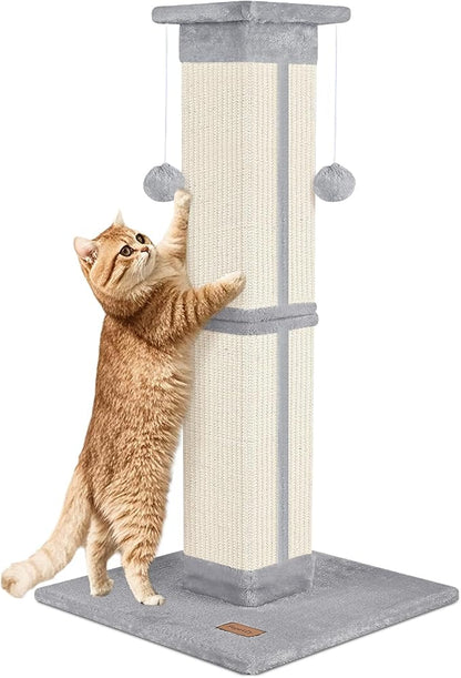 Cat Scratching Post 33 inch for Indoor Cats, High Cat Scratch Post Grey by Unknown