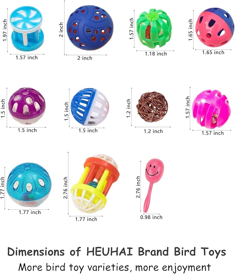 23-Piece Bird Toy Set with Long-Lasting Bells and Sturdy Vine Balls, Safe and - Image 2
