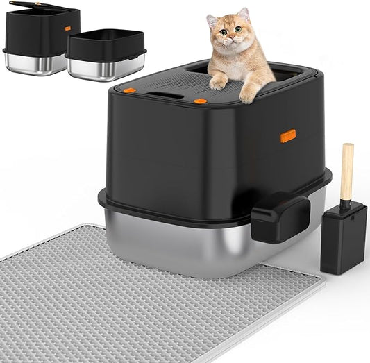 Enclosed Stainless Steel Cat Litter Box by CatLitterBox