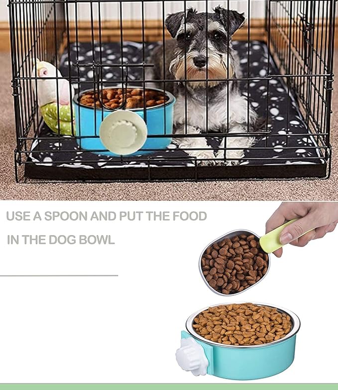 4 Pieces Crate Dog Bowl, Removable Stainless Steel Pet Kennel Hanging Food - Image 7