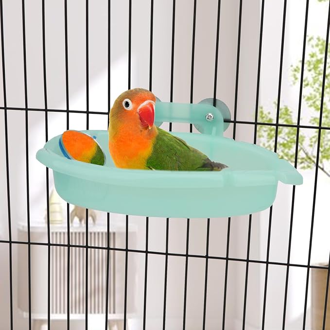 Wontee Bird Bath for Cage Portable Parrot Hanging Bathroom Bathing Tub - Image 2