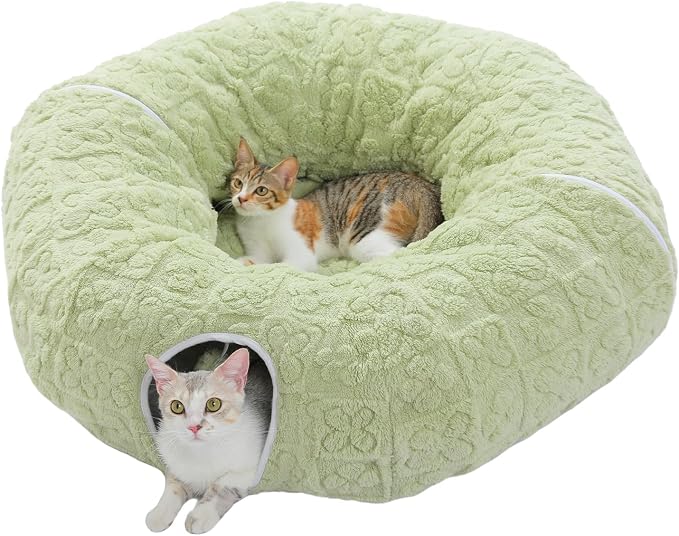 PEQULTI Cat Tunnel with Bed for Indoor Cats, Cat Play Donut Tunnel with by PEQULTI