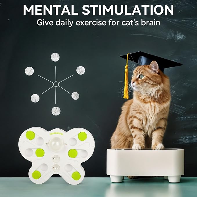 ALL FOR PAWS Interactive Cat Puzzle Feeder – Butterfly Shape Slow Feeder & - Image 4