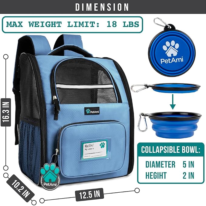 PetAmi Dog Backpack Carrier for Small Large Cat, Ventilated Pet Hiking Backpack - Image 2