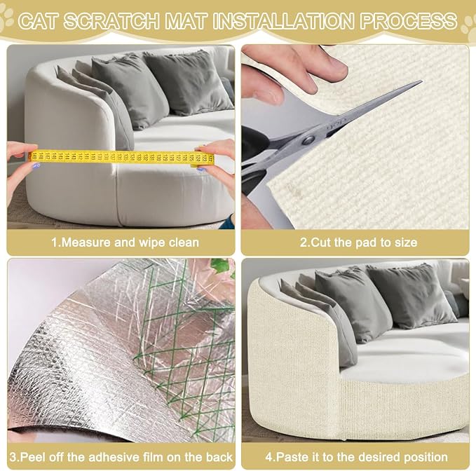 Cat Scratching Mat, 118.5"x15.9" Trimmable Self-Adhesive Cat Scratch Carpet - Image 7