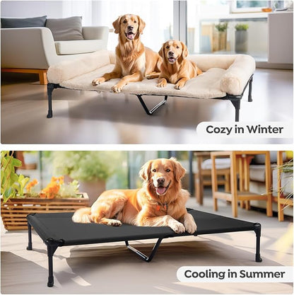 Veehoo Orthopedic Elevated Dog Bed + Removable Fluffy Pillow-Top Mat, Plush - Image 5
