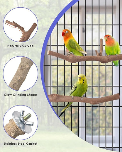Bissap Bird Perch Stand 7PCS, Natural Grape Wood Pole Standing Parrot Cage - Image 2