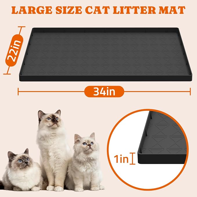 Cat Litter Mat, Large 34" x 22" Litter Box Mat, 2 Packs Cat Litter Box Mat - Image 4