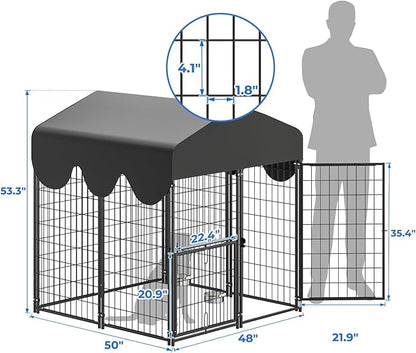 4x4x4.5ft Outdoor Dog Kennel, Metal Heavy Duty Dog Run - Image 3