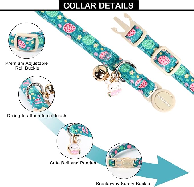 Lionet Paws 2pcs Pack Easter Cotton Cat Collar, Breakaway Buckle - Image 2