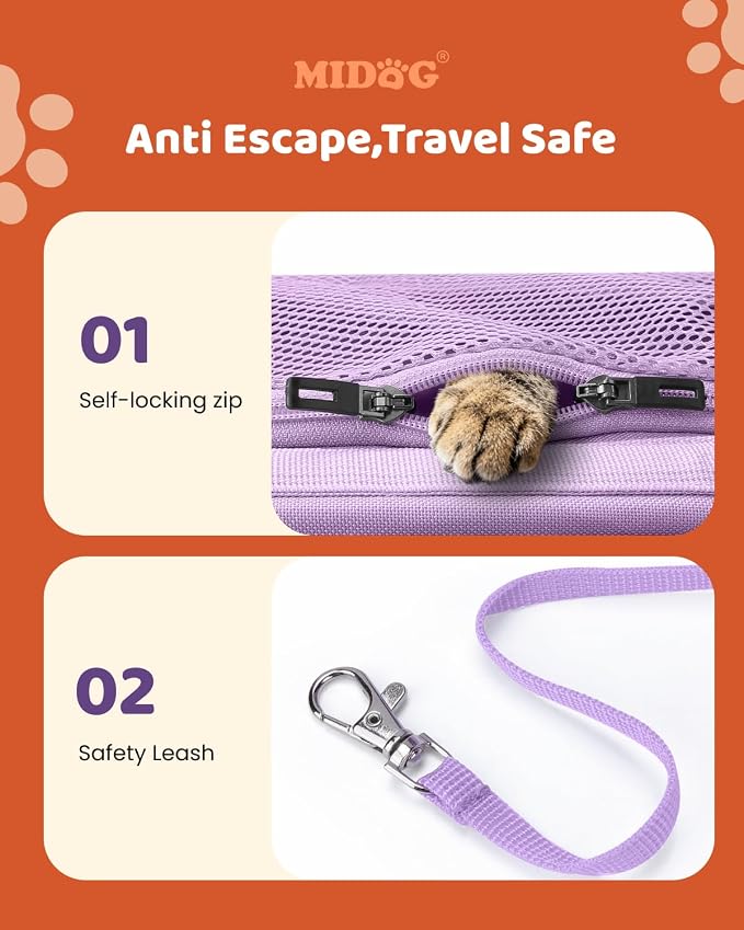 MIDOG Cat Carrier Soft for Small to Medium-Sized Cats, TSA Airline Approved - Image 4