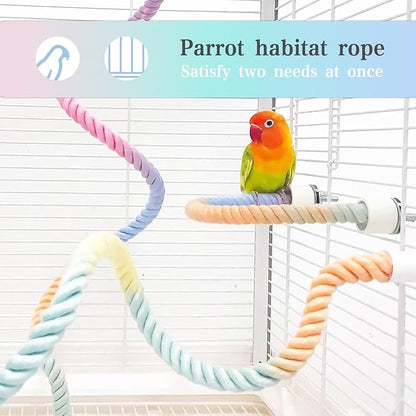 3pcs Gradient Colorful Bird Rope Perch Stand, Bird Cage Climbing Rope Toys - Image 4