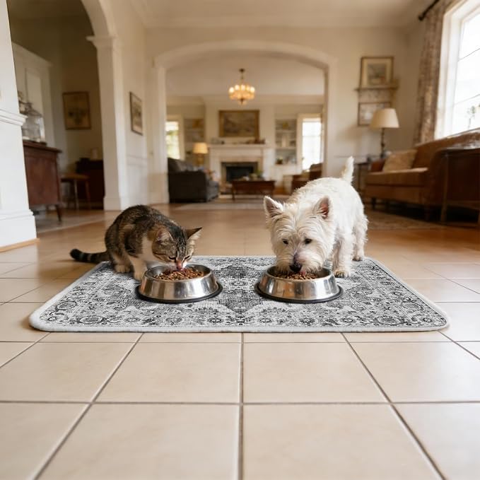 PUPTECK Dog Food Mat, Absorbent Pet Feeding Bowl Mat, Non-Slip Dog Mat - Image 8