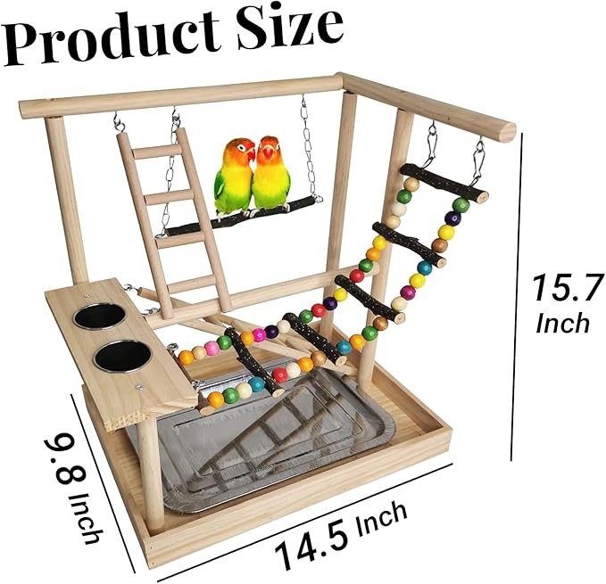 Hamiledyi Parrots Playground Bird Play Gym Wood Perch Stand Colours Climb - Image 4