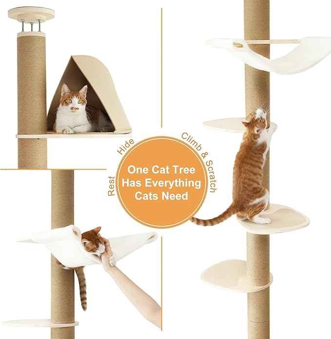 FUKUMARU Floor to Ceiling Cat Tree, 6 Level Adjustable Height Climbing Tower - Image 3