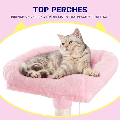 Allewie 73in Fan-Shaped Space-Saving Corner Cat Tower/Multi-Level Tall Cat Tree - Image 4