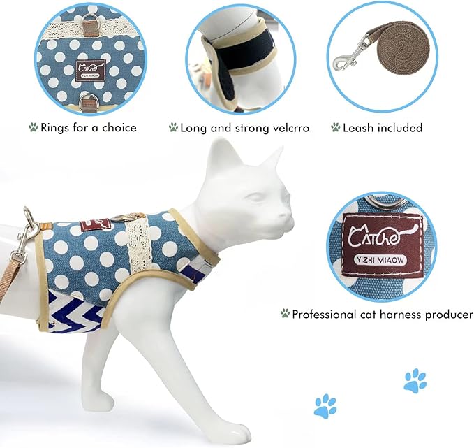 Cat Harness and Leash for Walking Escape Proof, Adjustable Cat Vest Harness - Image 4