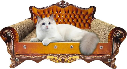 Luxury Cardboard Cat Scratcher Sofa Bed, Couch Shaped Cat Scratching Board by INRLKIT