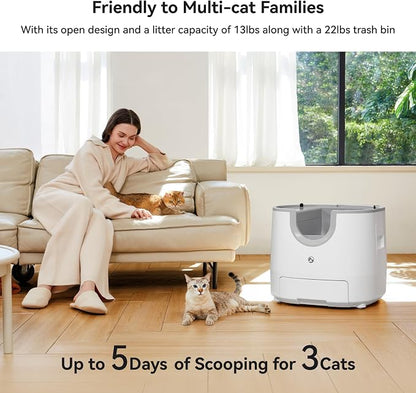 F8 Self-Cleaning Cat Litter Box – Large Capacity, Open-Top Design - Image 3