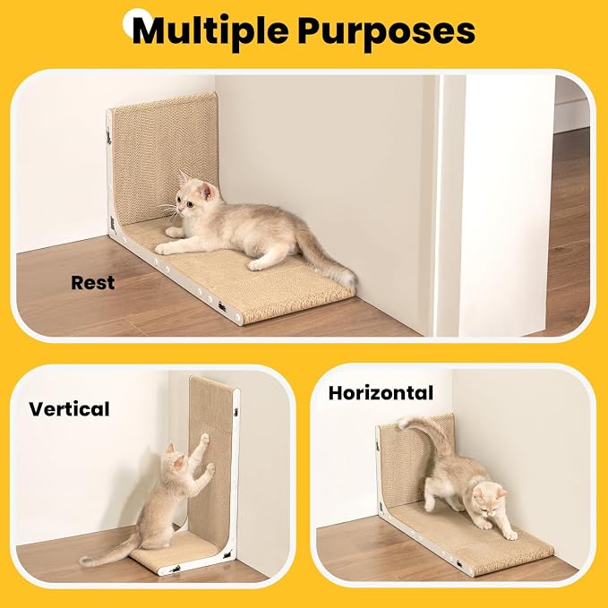 Cat Scratcher Lounge, 23 Inch L-Shaped Cat Scratch Pad, Vertical & Horizontal - Image 3