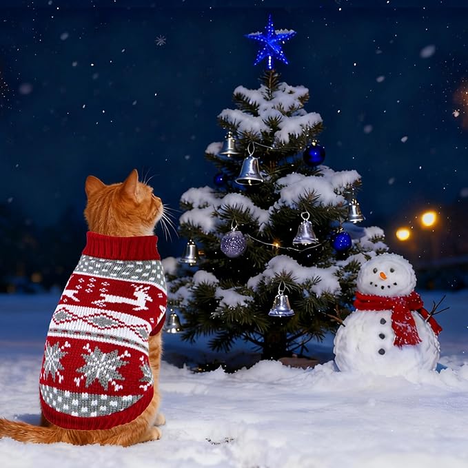 Cat Dog Christmas Sweater Pet Winter Warm Coat Pajamas Small Dog Sweaters - Image 2
