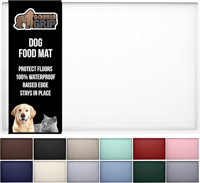 GORILLA GRIP 100% Waterproof Raised Edge BPA Free Silicone Pet Feeding Mat by GorillaGrip