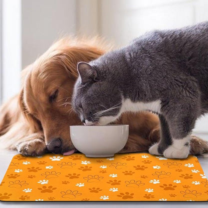 Dog Food Mat, Absorbent Water Bowl Mats Cat Pet Feeding Placemats Orange 12 * - Image 7