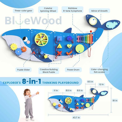 BlueWood Wooden Wall Busy Board Panels, Toddler Learning Activity Center - Image 2