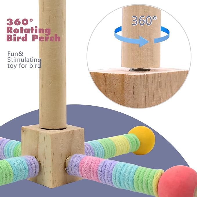 Upgraded Parrot Perch Toy, Rotating Bird Perch Stand - Image 3