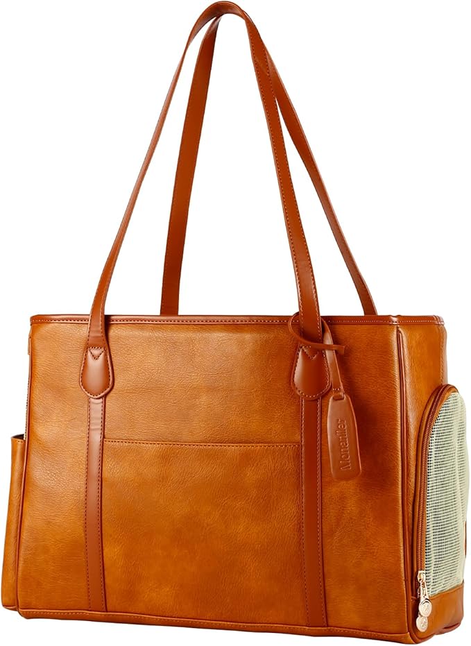 Stylish Dog Purse Carrier, Leather Pet Carrier Bag by Monanller