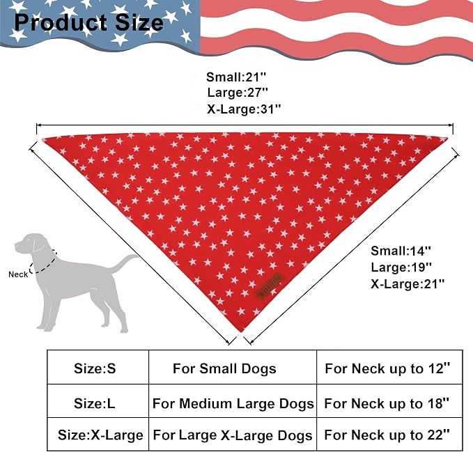 ADOGGYGO Star Dog Bandana 2 Pack, Reversible Red Blue Patriotic Pet Scarf Bib - Image 4