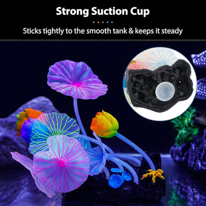 Uniclife Glowing Effect Lotus Ornament Silicone Decor Aquarium Decoration - Image 5