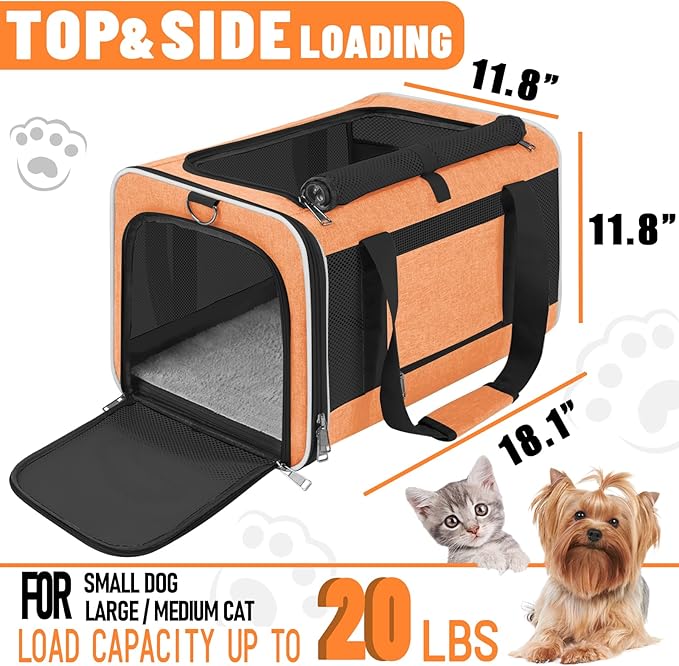 Large Cat Carry Bag, Soft Shell Shih-Tzu Pet Transport Crate, Big Bunny Rabbit - Image 3