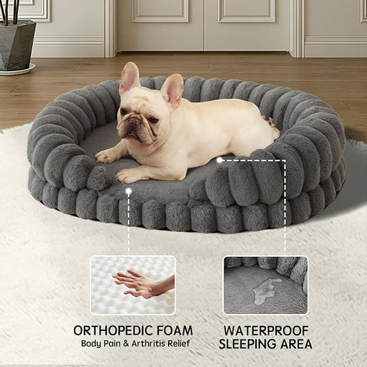 BALANCE Calming Dog Bed for Medium Sized Dogs, 30 Inches Oval Washable Pet Bed - Image 2