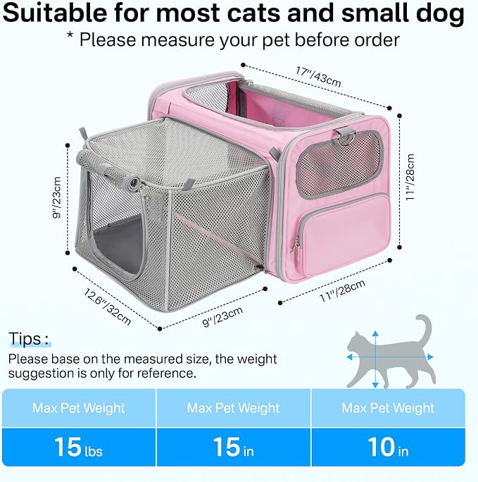 Expandable Cat Carrier, Airline Approved Soft Sided Pet Carrier - Image 4