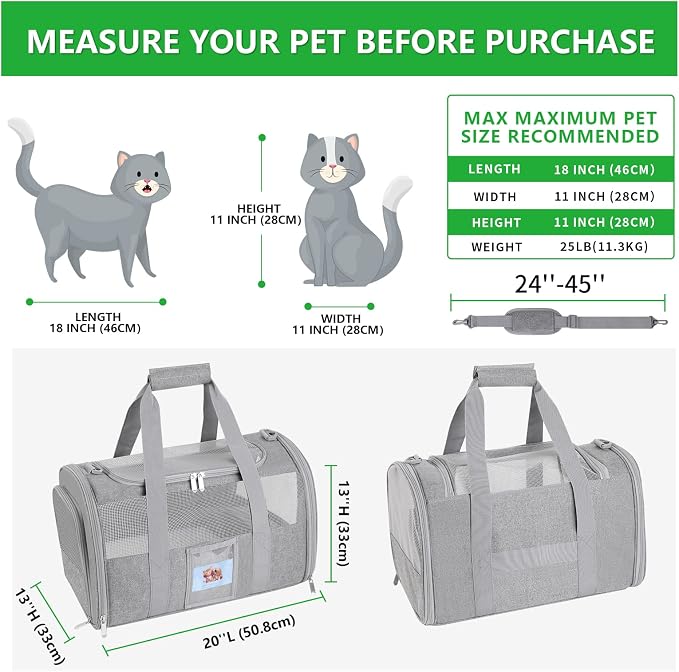 20 Inch Large Cat Carrier, Soft Sided Pet Carrier - Image 2