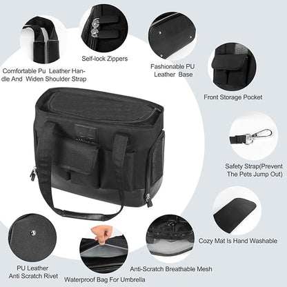 Cat Carrier, Dog Carrier, Pet Carrier, Foldable Waterproof Premium PU Leather - Image 4