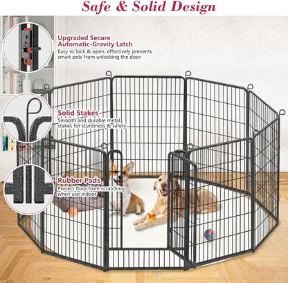 Dog Playpen 40 inch Dog Fence for Outdoor Indoor Use Heavy Duty Metal Dog Pen - Image 3