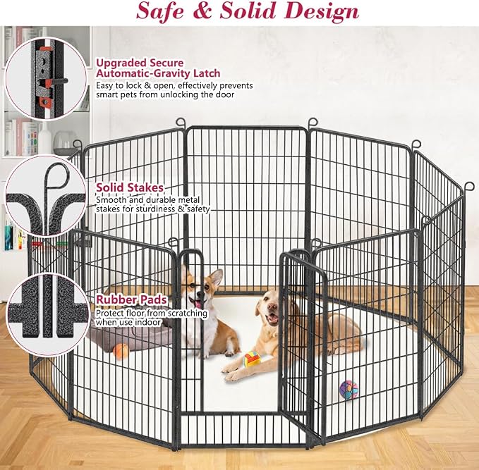 Dog Playpen 40 inch Dog Fence for Outdoor Indoor Use Heavy Duty Metal Dog Pen - Image 3