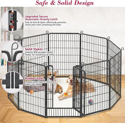 Dog Playpen 40 inch Dog Fence for Outdoor Indoor Use Heavy Duty Metal Dog Pen - Image 3