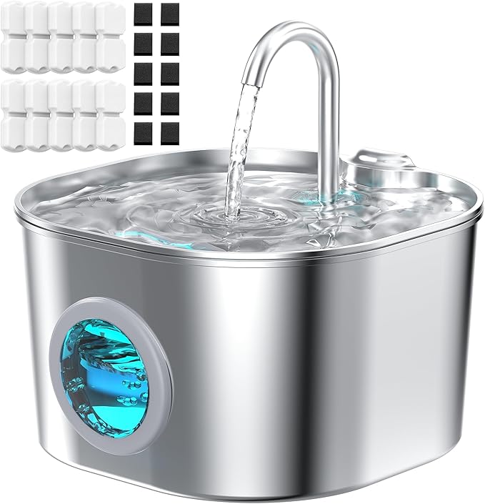 Cat Water Fountain Stainless Steel: Pet Fountains by HOOISE