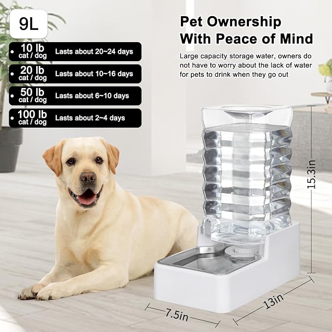 Automatic Pet Water Dispenser: 9L Gravity-Fed Stainless Steel Bowl - Image 3