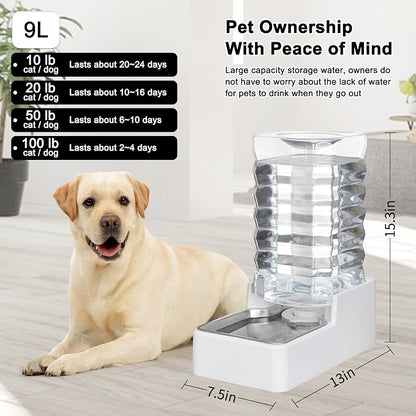Automatic Pet Water Dispenser: 9L Gravity-Fed Stainless Steel Bowl - Image 3