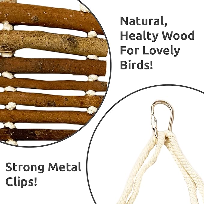 SIMENA Bird Cage Ladder, Parrot Bridge Made of Natural Wood and Rope, - Image 3