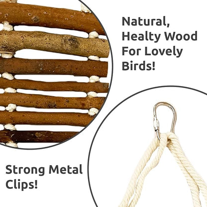 SIMENA Bird Cage Ladder, Parrot Bridge Made of Natural Wood and Rope, - Image 3