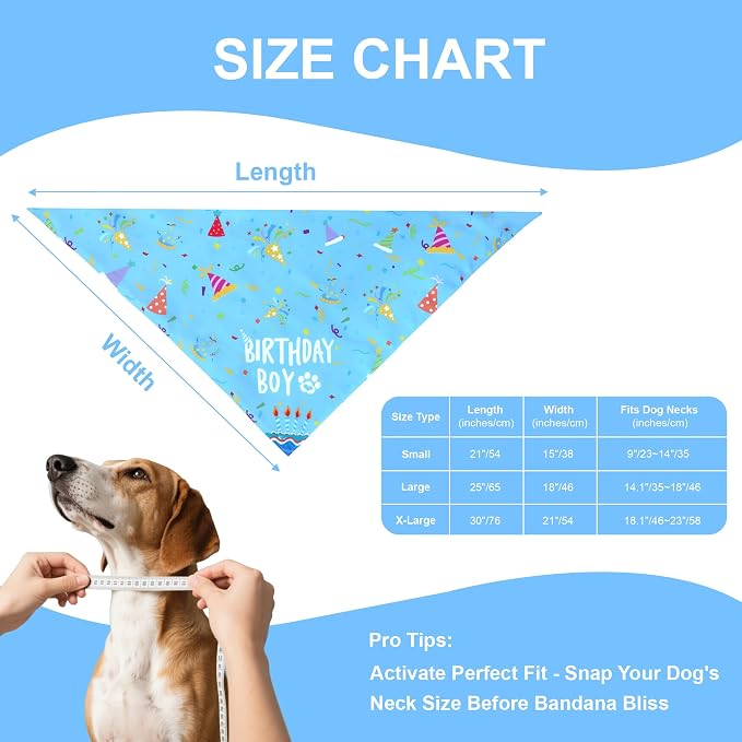 Dog Birthday Bandana Boy for Medium Large Dogs, Reversible 2 Patterns in 1 - Image 4