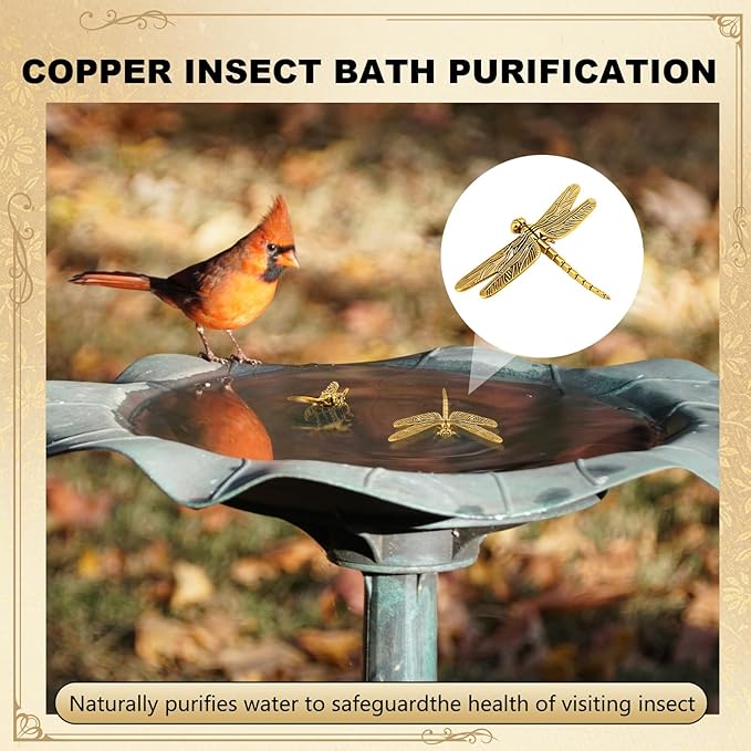 Moxweyeni 4 Pcs Mini Bird Bath Copper Ornaments Bird Bath Purification Disk - Image 5