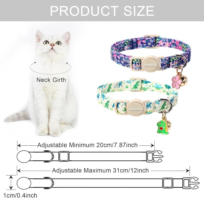Lionet Paws 2pcs Pack Cotton Cat Collars, Breakaway Buckle - Image 5