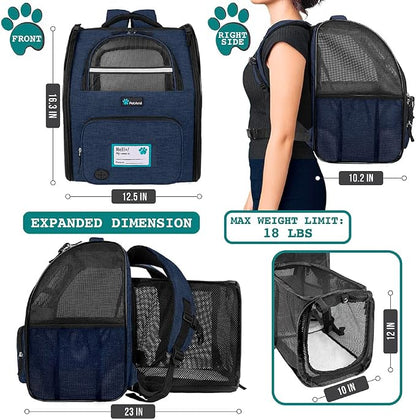PetAmi Dog Cat Backpack Carrier, Expandable Pet Carrier Backpack - Image 2